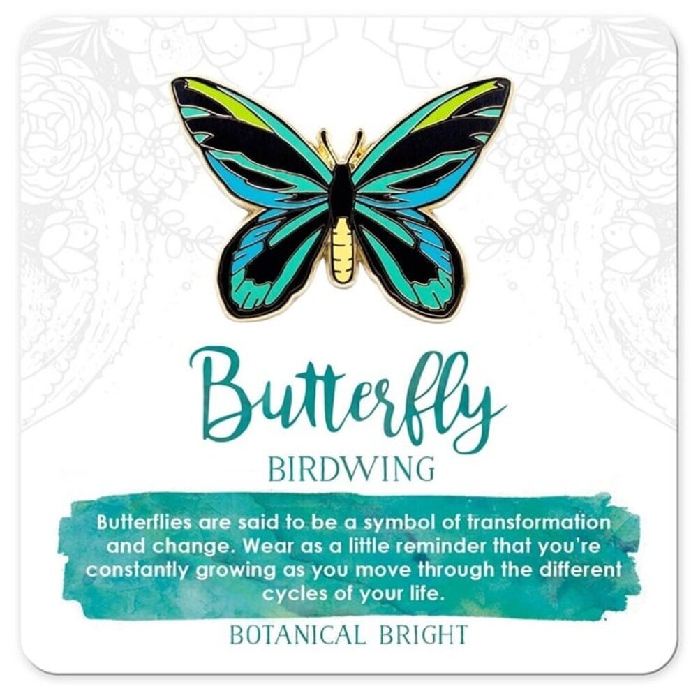 Birdwing Butterfly Enamel Pin‎ - Gold Plated Brooch - Nature & Garden Jewelry